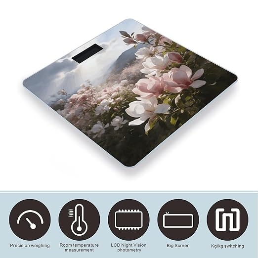 Magnolia Smart Scale for Body Weight Digital Bathroom Scale Toughened Glass Weight Scale with Large LCD Backlight Display High Precision Scales Weighing Machine