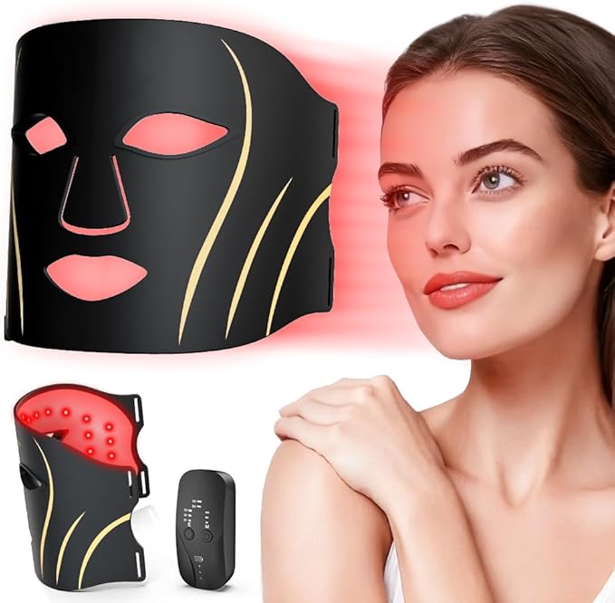 Red Light Therapy Mask for Face LED Face Mask Light Therapy with Remote Portable Infrared Light Therapy Skin Care Device with Timer Function for Home &amp Travel