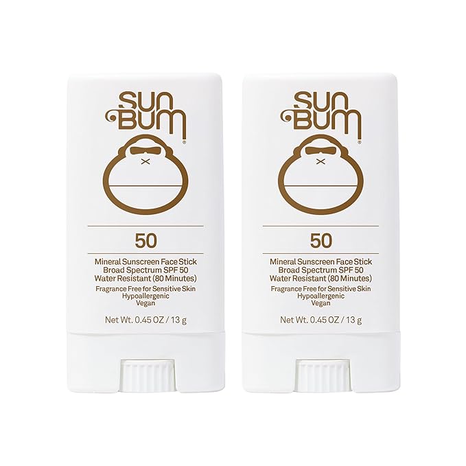 Sun Bum Mineral Spf 50 Sunscreen Face Stick Vegan and Hawaii 104 Act Compliant (Octinoxate &amp Oxybenzone Free) Broad Spectrum Natural Sunscreen With UVA/UVB Protection 2 Pack