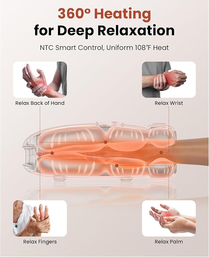BOB AND BRAD Hand Massager with Heat and Compression FSA-HSA Eligible H60 Cordless Hand Massager for Arthritis and Carpal Tunnel Pain Relief Heated Wrist Finger Massage 5 Intensity Settings