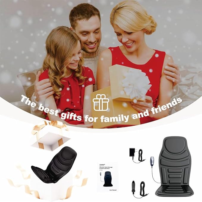 Back Massager with Heat8 Vibration Motors Massage Chair Pad for Shoulder and Back Deep Tissue Vibration Seat Cushion for Body Pain ReliefHome Office Chair Use Gifts for WomenMenBlack