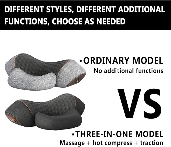 Cervicale PillowMassaggiatore for il collo 3 in 1 Deep Massage and Relaxation with Heat Neck Stretcher Massage Relaxer (Grey)