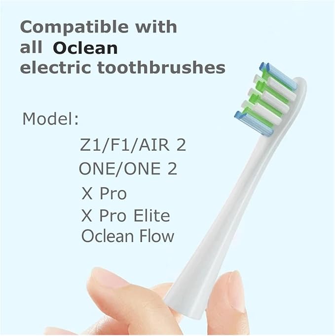 Replacement Brush Heads Compatible for Oclean Flow/X/X PRO/F1/ One/Air 2 Sonic Electric Toothbrush Blue Green Soft Bristle Nozzles(10 Green)