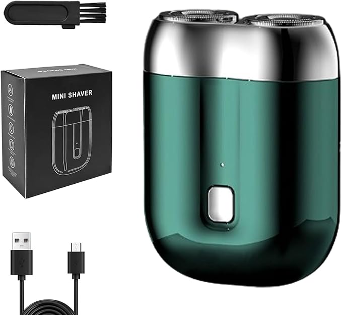 Mini Electric Shaver IPX-7 Waterproof Razor Portable Mini Electric Men's Shaver (Green)
