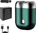 Mini Electric Shaver IPX-7 Waterproof Razor Portable Mini Electric Men's Shaver (Green)