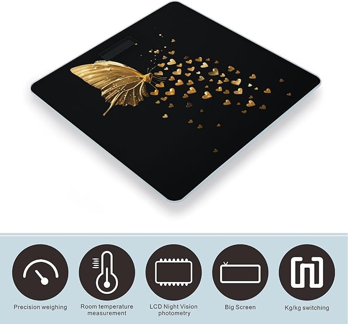 Gold Butterfly Electronic Scale for Body Weight Digital LCD Bathroom Scale Weighing Scale style