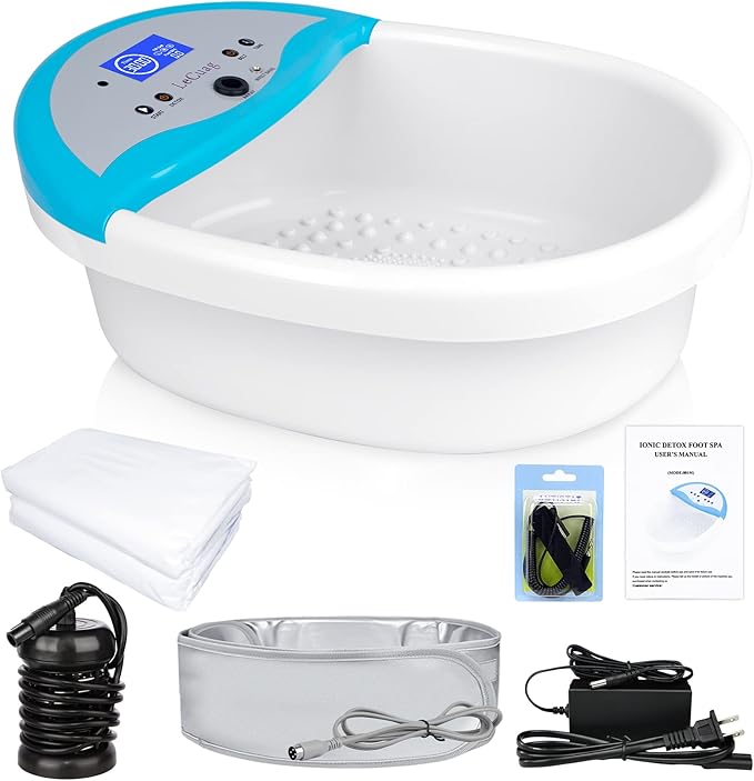 Ionic Foot Spa Detox Machine Ionic Foot Bath for Home Use Ion Cleanse Negative Foot Machine to Remove Toxin with Heating Belt Massage Tub 100 Basin Liners