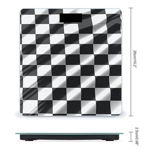 Black White Race Checkered Flag Scale for Body Weight Smart Scales Digital Bathroom Scale High Precision Weighing Scales with Large Display Weighing Machine for People