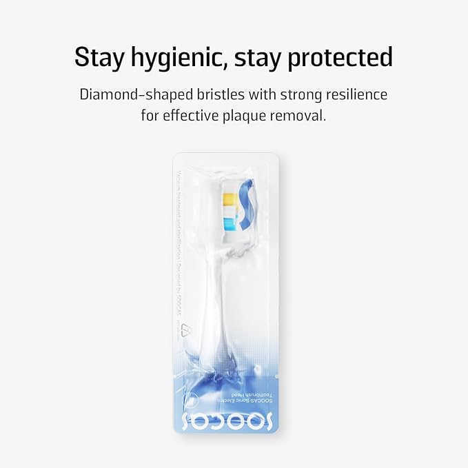 Soocas Multiclean Classic Clean Electric Toothbrush Replacement Heads Compatible with Both NEOS II and NEOS II Ultra 2 Brush Heads Pearl White