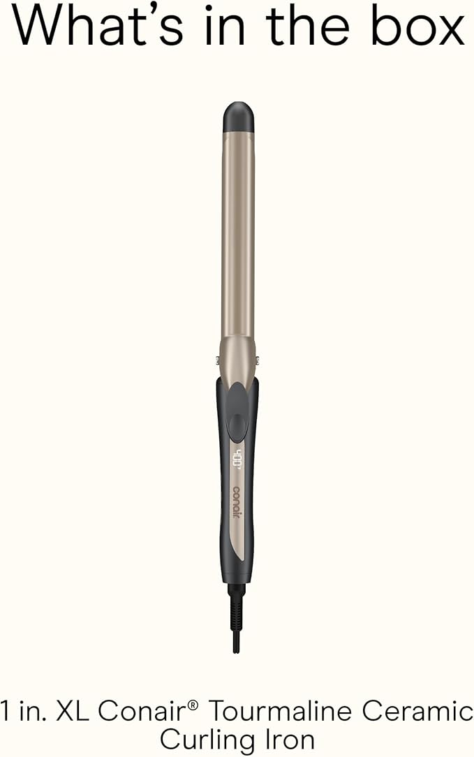 INFINITIPRO BY CONAIR Tourmaline Ceramic Long Barrel 1-Inch XL Curling Iron 1-Inch Extra Long Barrel Produces Classic Curls Hair Curler for Use on All Hair Dark Gray