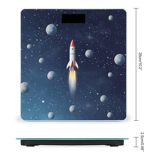 Rocket in SpaceScale for Body Weight with LCD High Precision Weighing Scales Fashion Sturdy Tempered Glass Weight Scales Easy-to-Read Digital Bathroom Scale for Daily 400lb