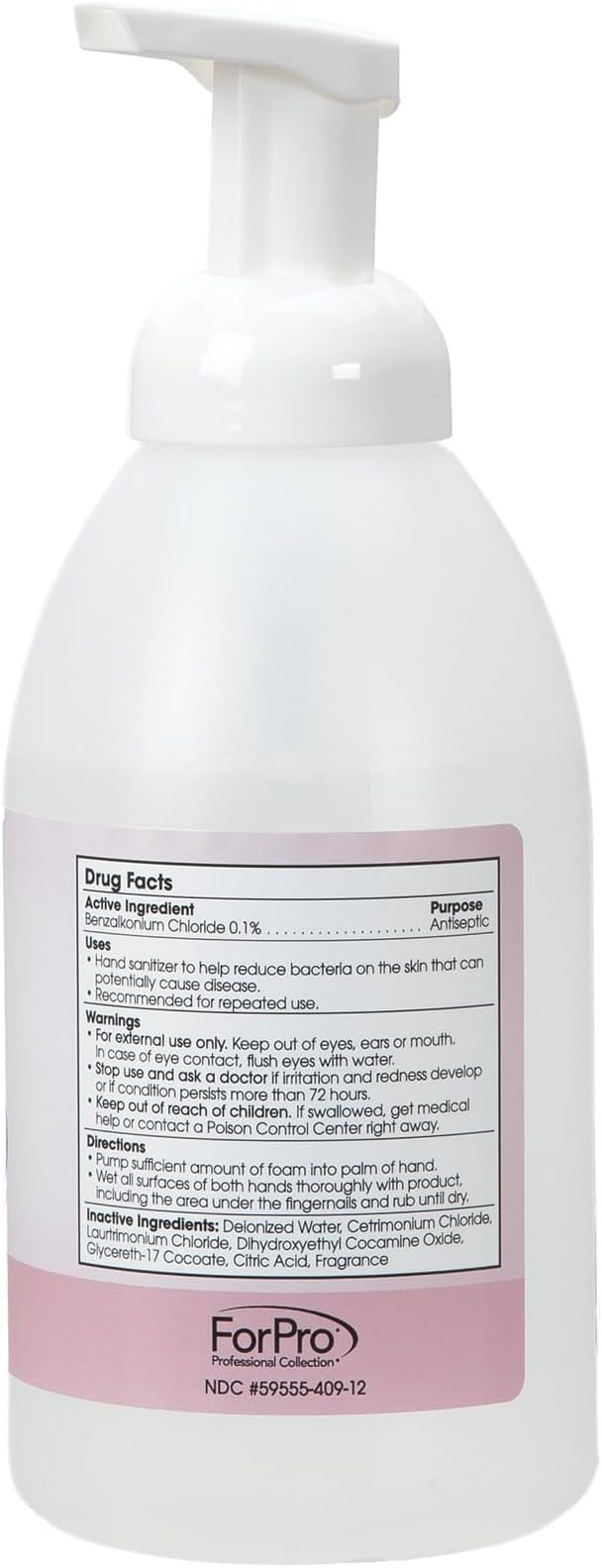 ForPro Alcohol-Free Foaming Instant Hand Sanitizer Moisturizing Dye-Free Formula Whispering Rose Scent 20 Fl Oz (Pack of 6)