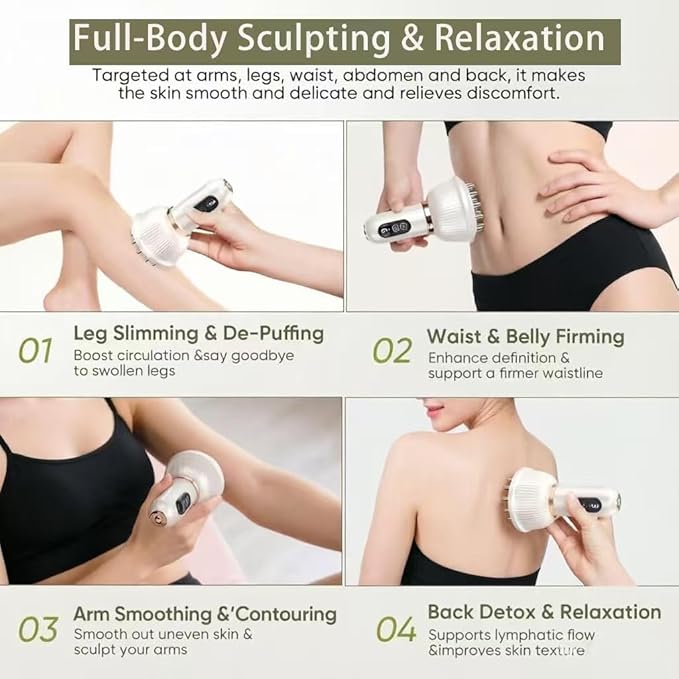 Lymphatic Drainage Massager &amp Anti Cellulite Massage Tool Helps Reduce Stretch Marks &amp Cellulite for Legs Arms &amp Belly Body Sculpting Machine with Microcurrent Light Heat &amp Vibra