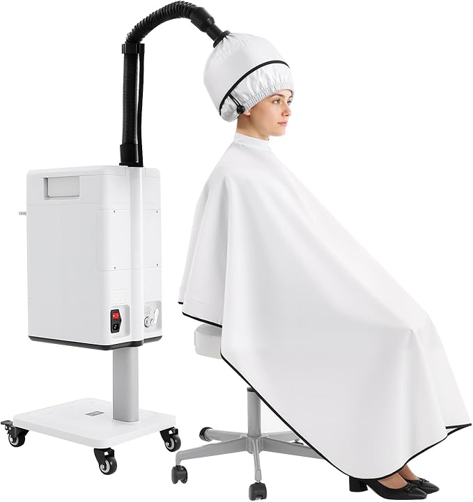 Bacocoo 110V 500W Nano Ionic Hair Steamer Machine Professional Hair Color Processor &amp Perming Equipment with Adjustable Mist Anion Technology Hairdressing Care Hair Repair.(White)