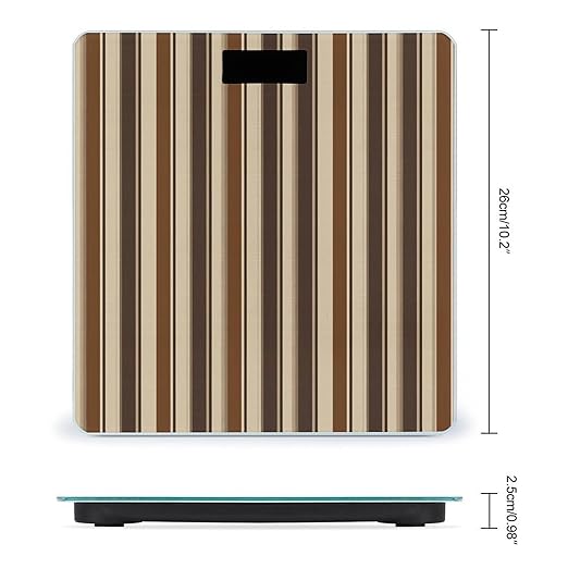 Brown Stripe Digital Bathroom Scale for Body Weight with High Precision Digital Weighing Scale with BMI Clear LCD Display and Step-On Measures Weight Up to 180kg