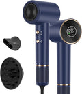 Hair Dryer 110 000 RPM Air-Sonic Blow Dryer with High-Speed Brushless Motor Cool Care Dry Display &amp 200 Million Negative Ionic PARWIN PRO BEAUTY 1875W Hairdryer for Home TravelPrussian Blue