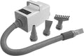 White Pet Hair Dryer 3-Heat Adjustable Dog Cat Grooming Blower Quiet 2-Speed Motor with 4 Snap-On Nozzles Lightweight Home Drying Machine for Small to Large Dogs 110 V 10 ft Hose