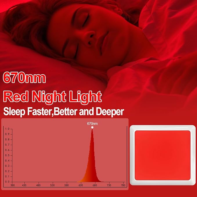 670nm Red Light Night Light for Sleep[6 Pack]- Zero Blue Light Dimmable &amp Energy Efficient 0.3W Night Light Plug into Wall with Dusk-to-Dawn Sensor for Nursery Bedroom Bathroom