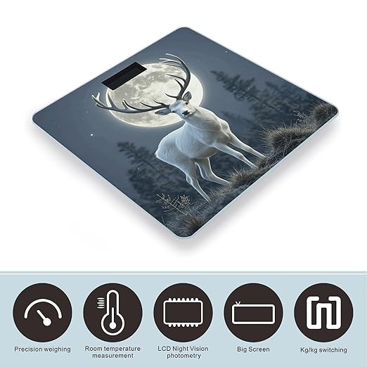 Moonlight Deer Digital Bathroom Scale for Body Weight Weighing Scale with Backlit LCD Display High Precision Measurements &amp Measures Weight Up to 180kg