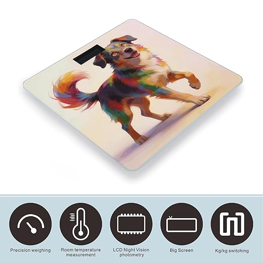 Colorful Fluffy Running Weight ScaleClear LED Display Bathroom Digital Weighing ScaleTempered Glass Digital Bathroom Scale for Body Weight Capacity Up to 400 Lbs