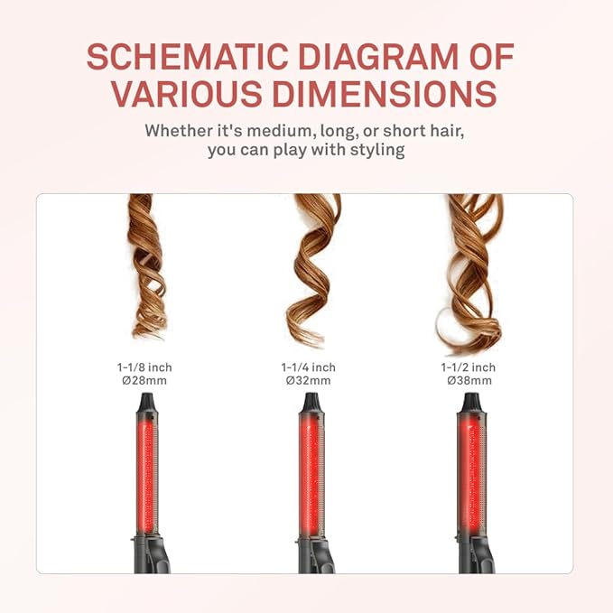 Caliber Lumina Heat Professional Infrared Curling Iron with Digital Temperature Control 3 Sizes (1-1/4 (32mm))