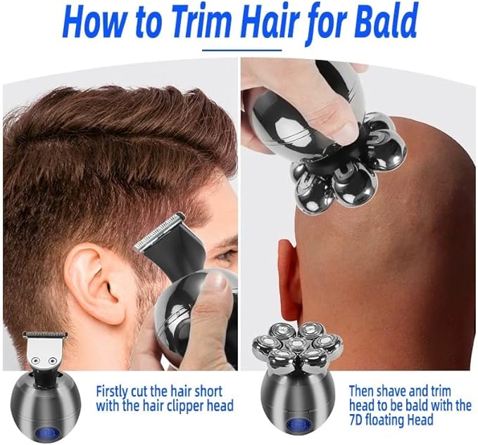 Electric Razor for Men 5 in 1 Men Grooming Kit Wet Dry Electric Shaver Beard Hair Trimmer Electric Razor Rechargeable Bald Head Shaving Machine LCD Display