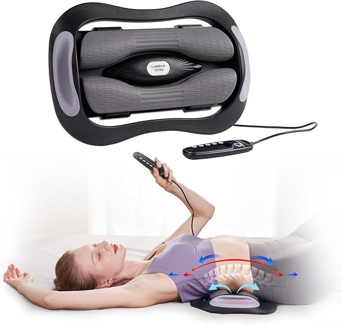ALPHAY Electric Lumbar Traction DeviceLower Back Traction Device with Dynamic Stretching 3 Levels of Vibration and Thermal Therapy Low Back Pain Relief