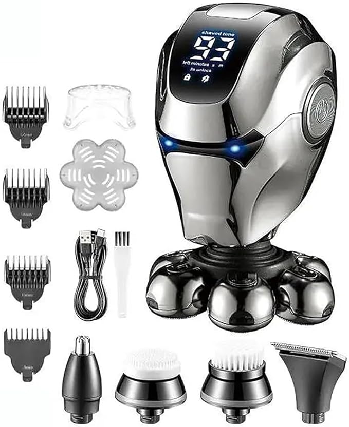 Head Shavers for Bald Men 5 in 1 Multifunctional Electric Head Shaver 7D Waterproof Heads Beard Nose Ear Hair Trimmer Razor Clipper Facial Shaver