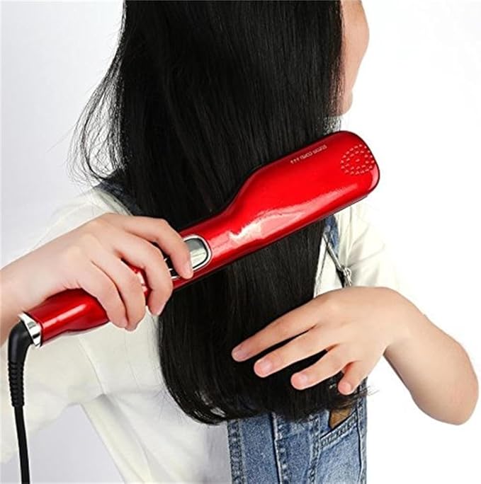 Professional Salon Steam Ceramic Hair Straightener Best 3D Ion Wet Hair Iron Straightening Brush Travel Kit Wide Hair Straightener Comb for All Women Hair Dual Voltag