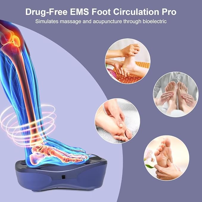 Creliver Foot Nerve Muscle Stimulator Pro EMS/TENS Foot Massager for Neuropathy Pain Relief and Leg Circulation TENS Muscle Stimulator