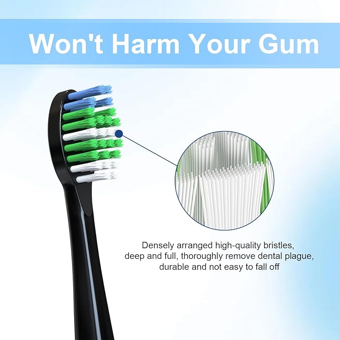 Replacement Flossing Toothbrush Heads Compatible with WaterPik Sonic Fusion/2.0 Brush and Flosser Combo… SF-01 / SF-02 / SF-03 / SF-04 with Crystal Cap - 5 Count (Compact Size Black)