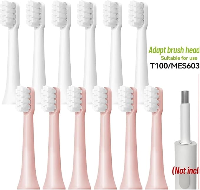6/12Pcs Replacement Brush Heads Compatible for T100 Mes603 Electric Toothbrush Vacuum Soft Bristle Suitable Nozzles(T100-WH6 PK6)