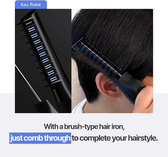 FORBEAUT M'STYLER AX (110V) - Men’s 3-in-1 Hair Styler with Down Wave &amp Straight Modes Smart Heat Control Ceramic Brush No Heat Damage Lightweight 10oz / 283g