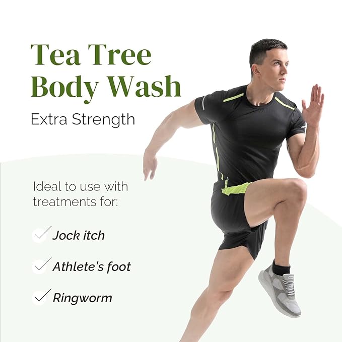 Puriya Tea Tree Body Wash Use with Jock Itch Athletes Foot Body Back Acne Treatment Moisturizing Natural Wash for Men Women Dry Skin Eucalyptus Mint Oil Shower Gel Soap