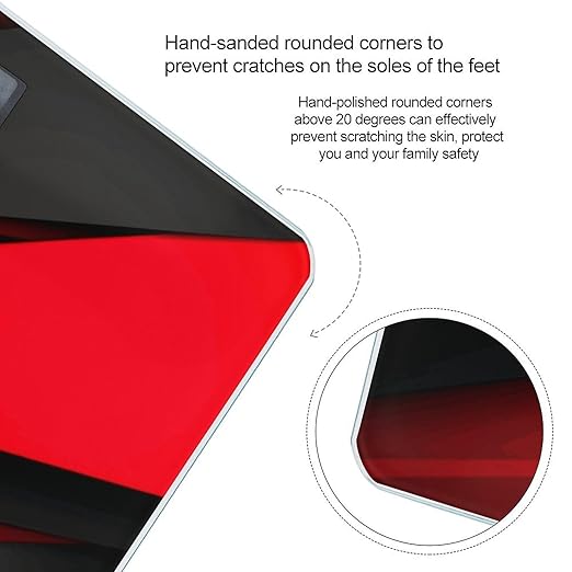 Red Black Weight ScaleClear LED Display Bathroom Digital Weighing ScaleTempered Glass Digital Bathroom Scale for Body Weight Capacity Up to 400 Lbs