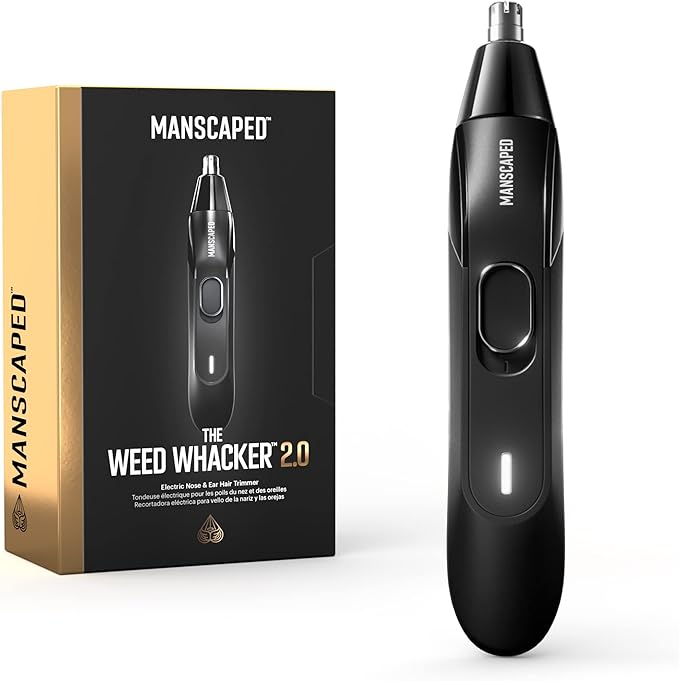 MANSCAPED® The Weed Whacker® 2.0 Electric Nose &amp Ear Hair Trimmer – 7000 RPM Precision Tool with Rechargeable Battery Wet/Dry Easy to Clean Improved Stainless Steel Replaceable Blade