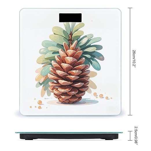 Watercolor Pine Cone Smart Scale for Body Weight Accurate Bathroom Scale with LED Display Digital Weight Scales Weighing Machine High Precision Scales for Bath Home