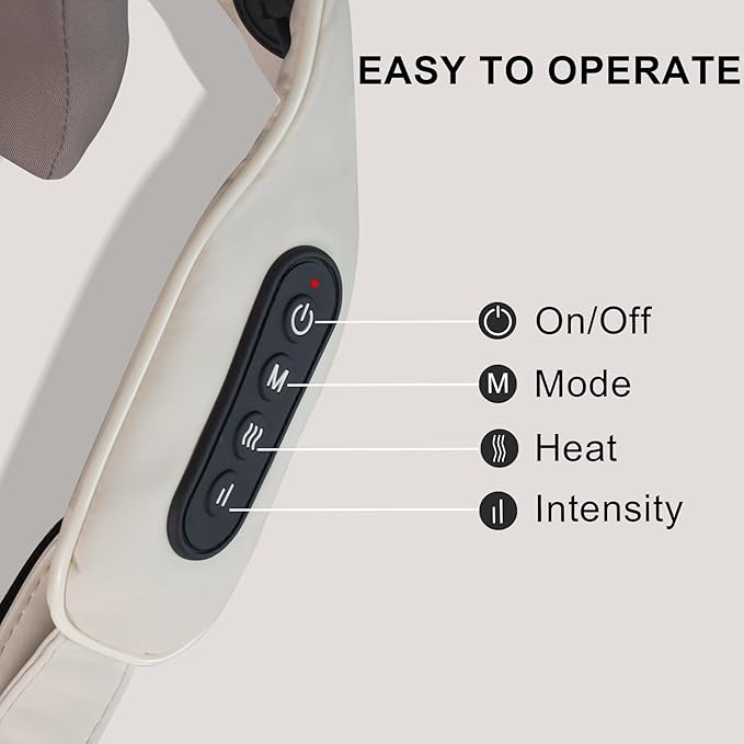 Electric Neck and Shoulder Massager with Heat Cordless Kneading Back Trapezius Shiatsu Massage Pillows for Pain Relief Deep Tissue Gift Ideals