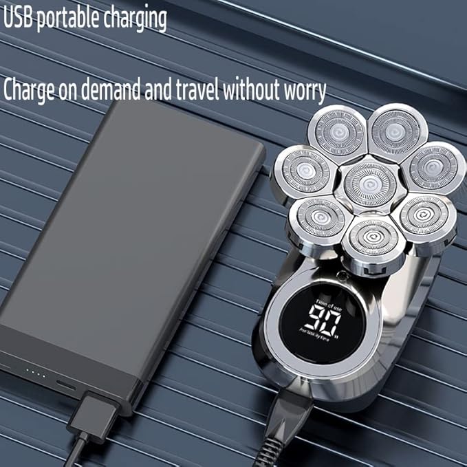 Head Shavers for Bald Men Waterproof 6in1 Powerful LCD Display Electric Shaver Beard Hair Trimmer for Men Electric Razor Bald Shaving Machine face Body (Color : 6 in 1)