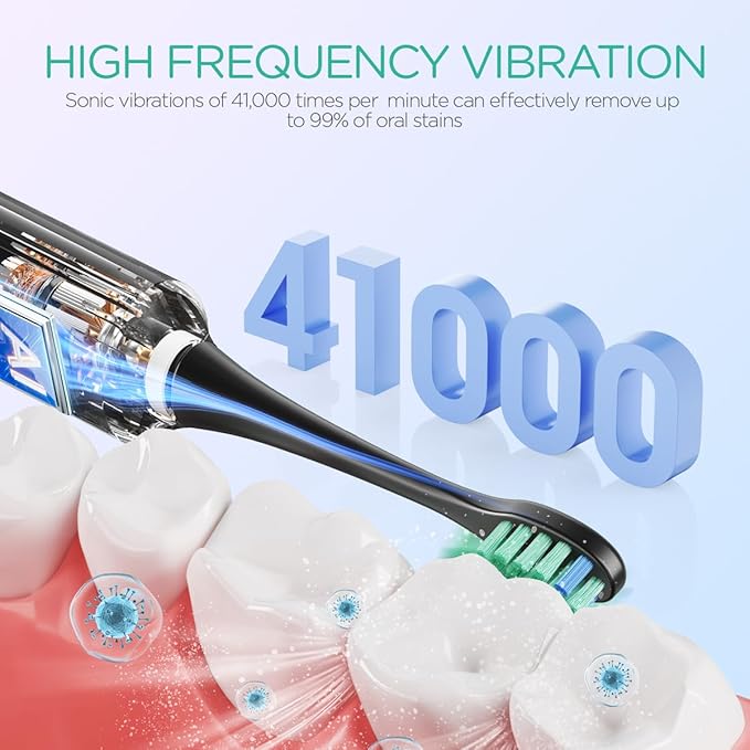 VOYOR-Health Travel Electric Toothbrush Rechargeable Toothbrushes for Adults Portable Sonic Toothbrush with 5 Modes Three-Section Detachable Design with Travel Case ET410 (Black)
