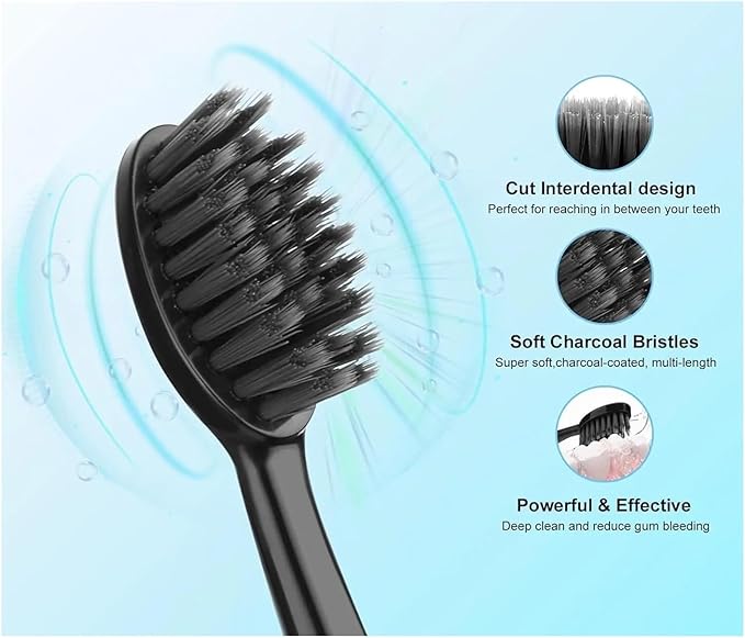Replacement Electric Toothbrush Heads 10PCS Whiting Bamboo Charcoal Brush Heads Compatible for Burst Seago S9(10pcs)
