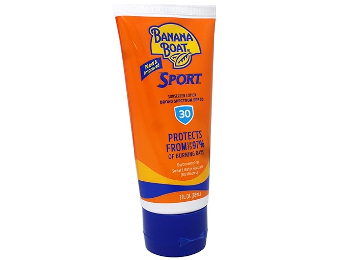 Banana Boat Sport Sunscreen Lotion SPF 30 Broad Spectrum Water Resistant 3 fl oz (Pack of 6)