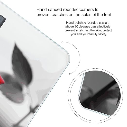 Digital Bathroom Scale for Body Weight Scale with Bright LCD Display High Accuracy Step-On Technology Auto On/Off Black and White Red Rose Digital Scales 400 Lbs /180kg