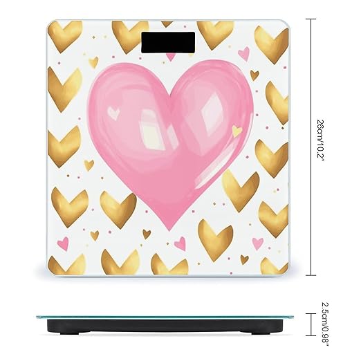 Gold Pink Heart Weight Scale Digital Electronic Scales Bathroom Scale Larg LCD Backlight Display High Precision MeasurementsTempered Glass