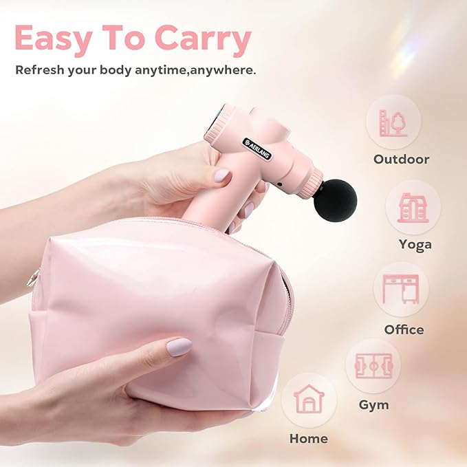 AERLANG Mini Massage Gun-PinkMuscle Deep Tissue Massager Gun Handheld Percussion Massager Portable Quiet Massage Gun with Carry Case for Home Office Gym Motehr Day Gifts for Women Men Her