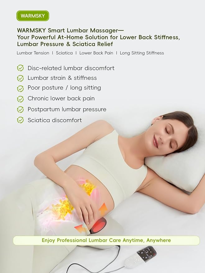 Smart Lower Back Massager with Soothing Warm Therapy &amp Air Traction – Spinal Decompression Device for Sciatica Relief Lumbar Pressure &amp Stiffness – Ideal Gift for Parents &amp Loved Ones