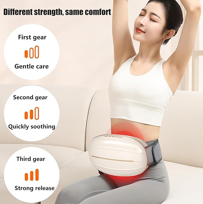 Abdominal Stomach Massager Electric Bian Stone Tummy Kneading Instrument with 35mm Diameter Large Meteorite 3 Levels Intensity and Clockwise/counterclockwise Adjustable for Abdominal