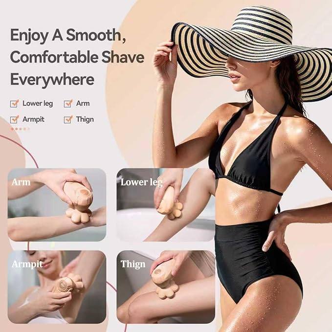 3-in-1 Electric Razor for Women’s Legs &amp Bald Head IPX7 Waterproof Wet/Dry Grooming Kit with 7D Magnetic Blade 120-Min Type-C Rechargeable Razor Ideal Holiday Gift Mocha