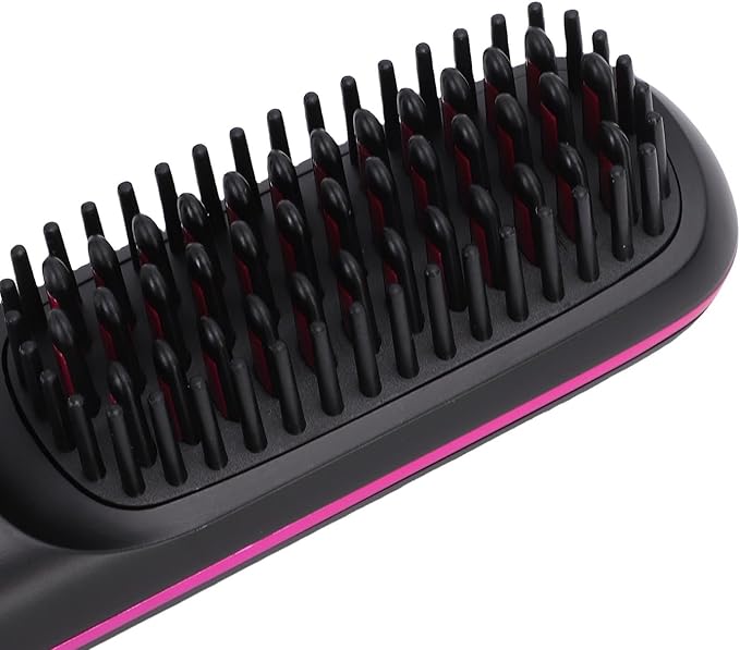 Asixxsix Asixxsix Hair Straightener Brush 20s Fast Heating Cordless Straightening Brush Portable Hair Straightener with LCD Display and 3 Temperature Settings for Women (Purple) (Black)