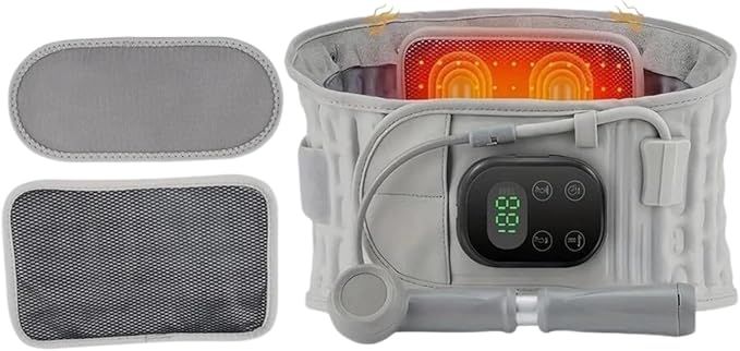 Heated Back Support Belt Adjustable Lumbar Brace for Comfort and Warmth Massage Inflatable Brace for Spinal Lumbar Woman Men Heating Pad